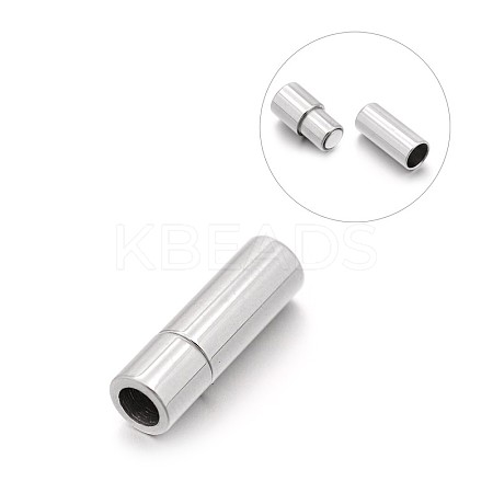 Tarnish Resistant Smooth 304 Stainless Steel Column Magnetic Clasps with Glue-in Ends LS-STAS-E089-12A-1