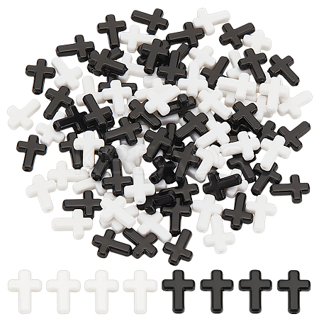 100Pcs 2 Colors Opaque Acrylic Beads SACR-LP0001-02-1