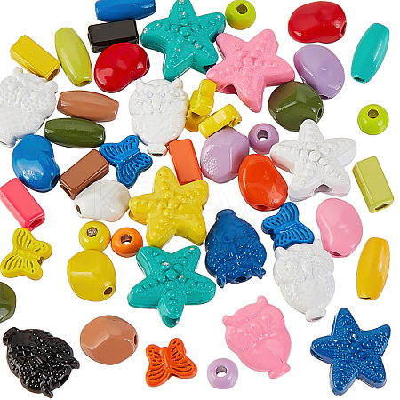 48Pcs 8 Style Spray Painted Alloy Beads FIND-PH0010-93-1