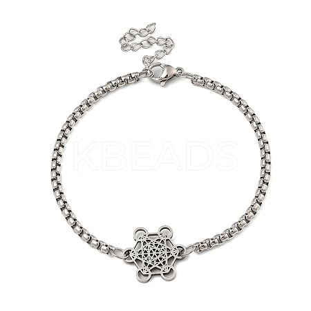 201 Stainless Steel Popcorn Chain Bangles for Women BJEW-M044-02P-1