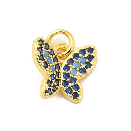 Real 18K Gold Plated Rack Plating Brass Micro Pave Cubic Zirconia Pendants Charms KK-S396-01I-1