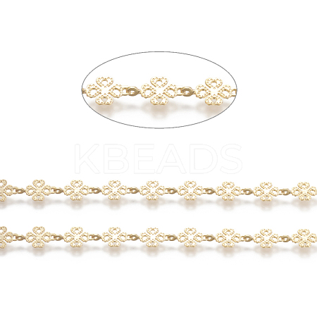 3.28 Feet Brass Handmade Beaded Chains X-CHC-I031-23G-1