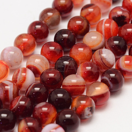 Natural Striped Agate/Banded Agate Bead Strands G-K155-B-6mm-01-1