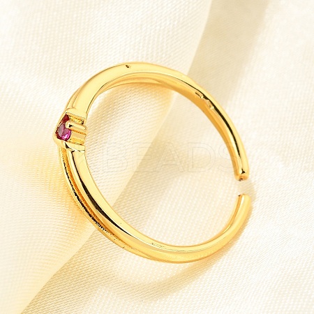 Brass Micro Pave Cubic Zirconia Cuff Rings for Women RJEW-H247-34G-02-1