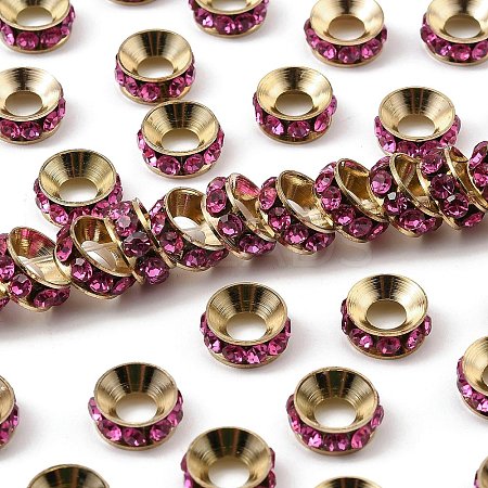 Brass Rhinestone Spacer Beads RB-A020-9mm-24LG-1
