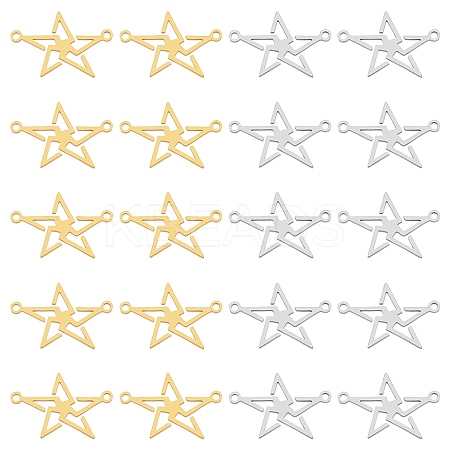 20pcs 2 Colors 201 Stainless Steel Connector Charms STAS-DC0009-25-1