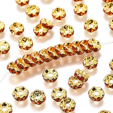 Brass Rhinestone Spacer Beads RB-A014-L6mm-20G-1