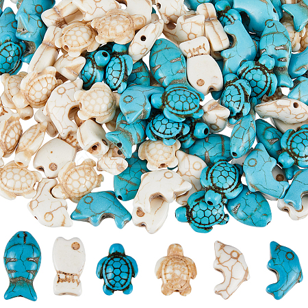 120Pcs 6 Styles Synthetic Turquoise Beads Strands G-SC0002-85-1