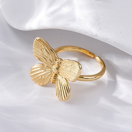 Brass Open Cuff Rings for Women RJEW-G341-04G-02-1