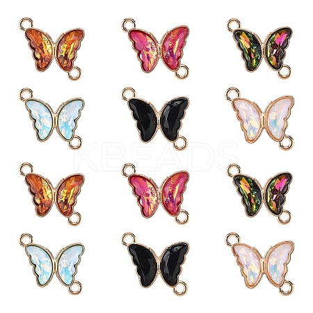 24Pcs 6 Colors Alloy Glass Connector Charms FIND-FS0003-51-1