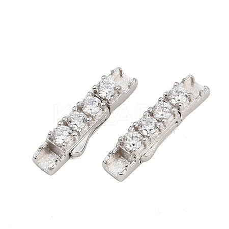 925 Sterling Silver Micro Pave Clear Cubic Zirconia Bayonet Clasps STER-C016-01B-P-1