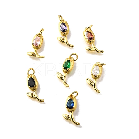 Brass Micro Pave Cubic Zirconia Pendants KK-Z102-01G-01-1