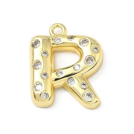Brass Micro Pave Clear Cubic Zirconia Pendants KK-I476-02G-R-1