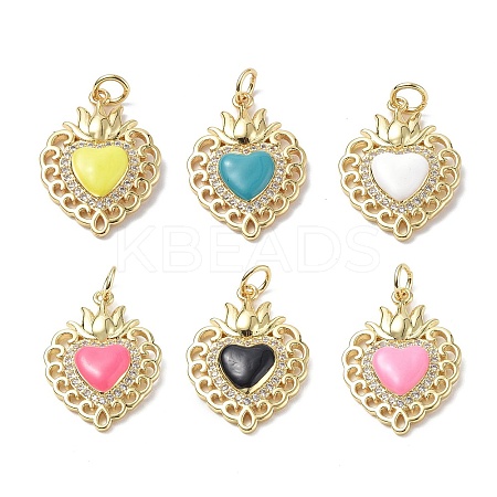 Eco-Friendly Rack Plating Brass Micro Pave Cubic Zirconia Pendants KK-F845-33G-1