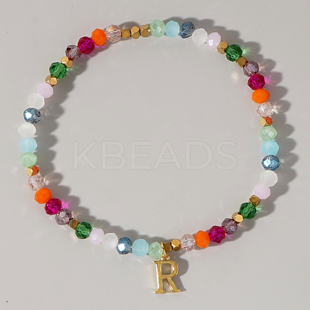 Brass Initial Charm Bracelets KC4213-18-1