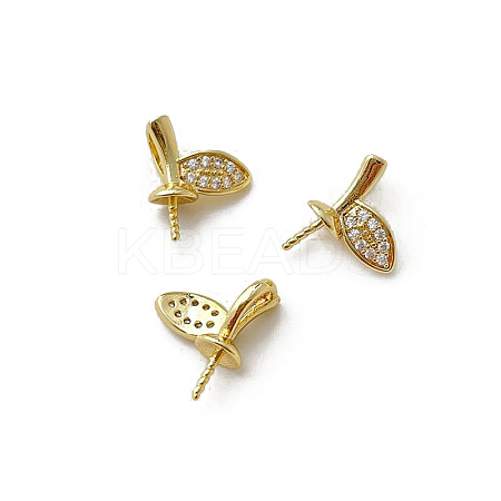 Brass Micro Pave Clear Cubic Zirconia Leaf Peg Bails Pin Charms LS-BAPE-PW0002-20A-1