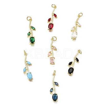 Brass Micro Pave Cubic Zirconia Pendants CU-CBA108A-02G-1