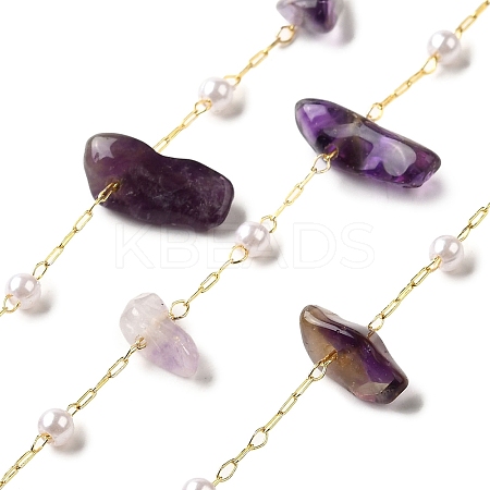 Handmade Natural Amethyst Chip Beaded Chains CHC-F020-02G-06-1