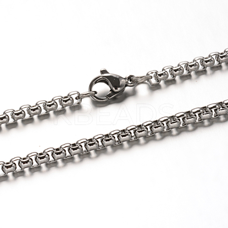 Tarnish Resistant 304 Stainless Steel Box Chain Necklaces LS-NJEW-H421-2-1