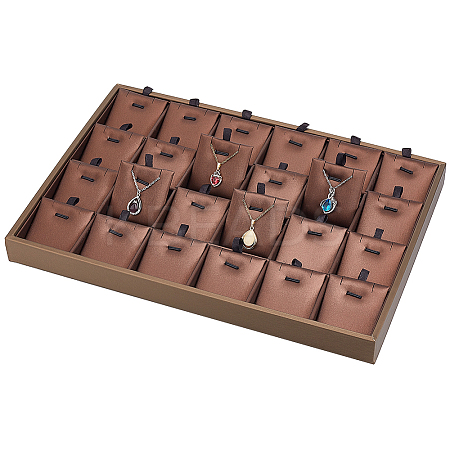 24-Slot Rectangle Imitation Leather Pendant Display Trays PDIS-WH0003-02-1
