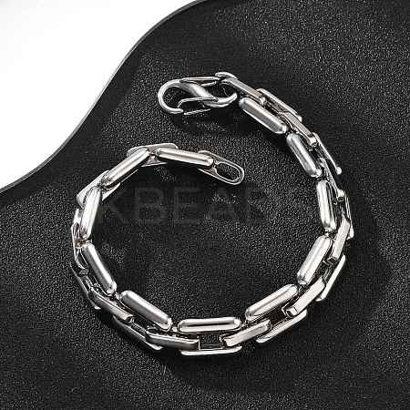 304 Stainless Steel Rectangle Link Chain Bracelets for Women Men BJEW-F488-30P-02-1