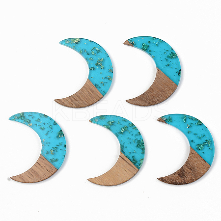 Transparent Resin & Walnut Wood Pendants LS-X-RESI-S389-056A-B03-1