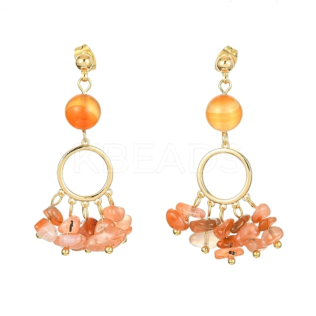 Golden Brass Ring Chandelier Earrings EJEW-TA00289-03-1