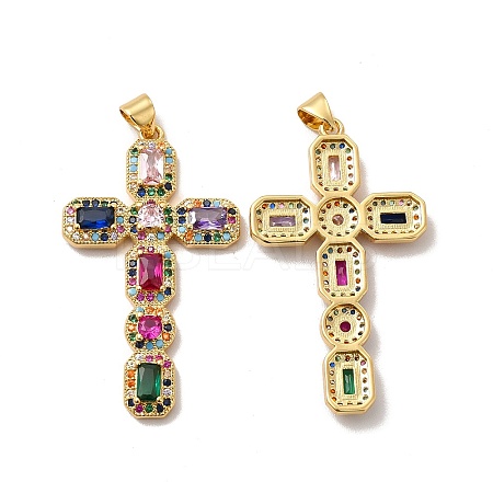 Rack Plating Eco-Friendly Brass Micro Pave Cubic Zirconia Pendants LS-KK-A177-05G-1