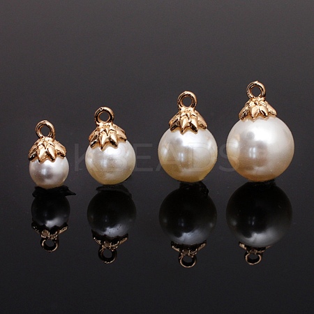 Resin Imiration Pearl Charms RESI-TAC0002-35A-1
