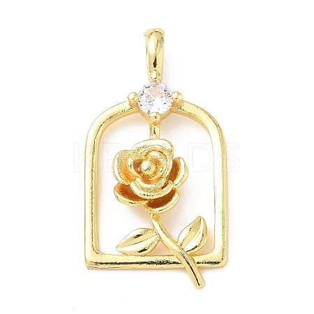 Brass Micro Pave Cubic Zirconia Pendants KK-D357-44G-1