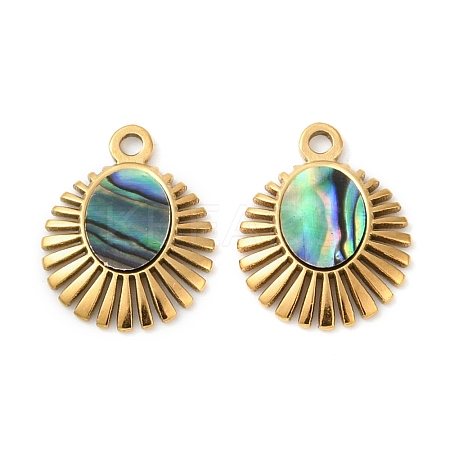 304 Stainless Steel Natural Paua Shell Pendants STAS-L288-07G-01-1