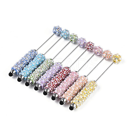 ABS Imitation Pearl & Polymer Clay Pave Rhinestone Touch Screen Stylus AJEW-T013-06M-1