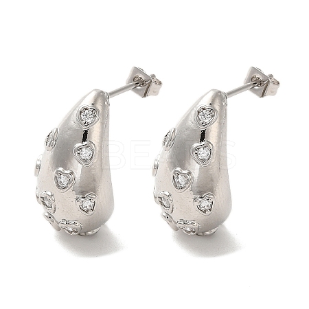 Brass with Cubic Zirconia Stud Earrings EJEW-G381-01P-1