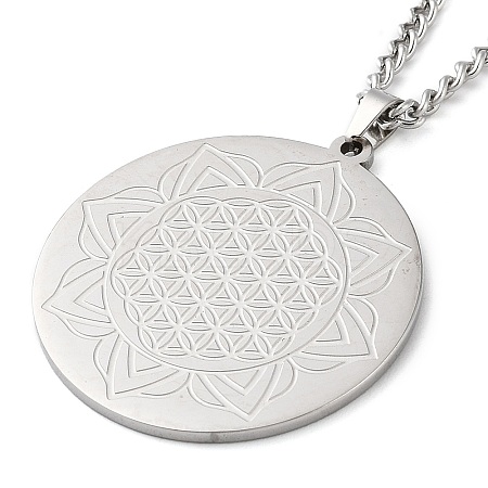 Non-Tarnish 304 Stainlessa Steel Curb Chain Pendant Necklaces LS-NJEW-H034-03P-1