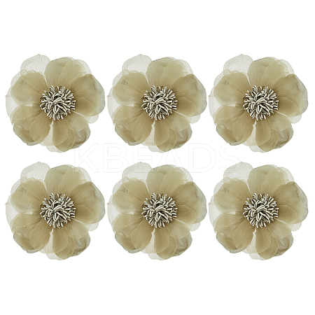 6Pcs Flower Cloth Brooches for Backpack Clothes Wedding Party JEWB-FH0002-38B-1
