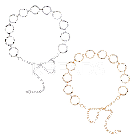 2Pcs 2 Colors Alloy Ring Link Chain Waist Belts FIND-FH0008-49-1