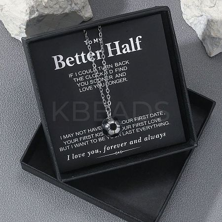 Football 201 Stainless Steel Black Enamel Pendant Cable Chain Necklaces for Men FS-WGF314D-05-1