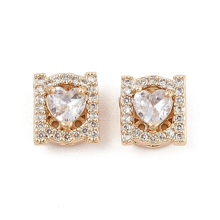 Rack Plating Brass Micro Pave Cubic Zirconia Beads KK-F879-07G-1
