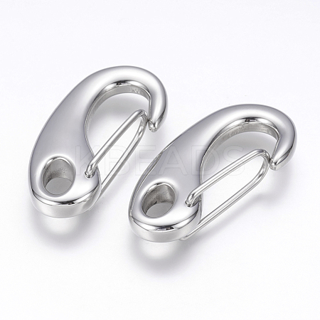 Tarnish Resistant 304 Stainless Steel Push Gate Snap Keychain Clasp Findings STAS-G143-11B-1