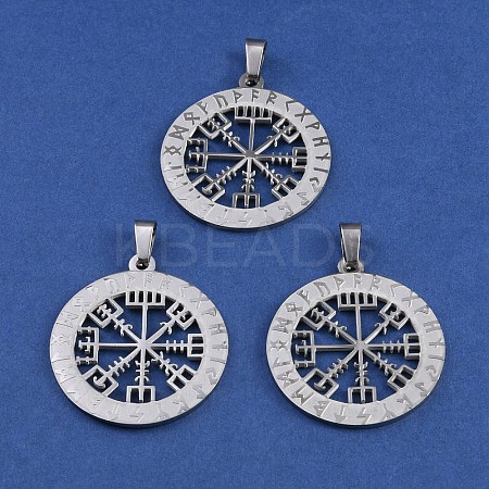 201 Stainless Steel Norse Viking Compass Amulet Pendants STAS-WH0029-32B-1-1