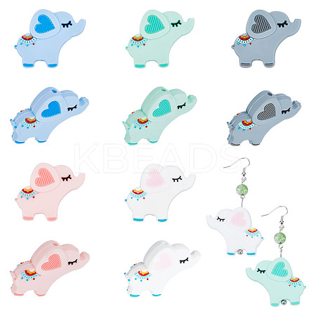 10Pcs 5 Colors Food Grade Eco-Friendly Silicone Beads SIL-CA0001-47-1