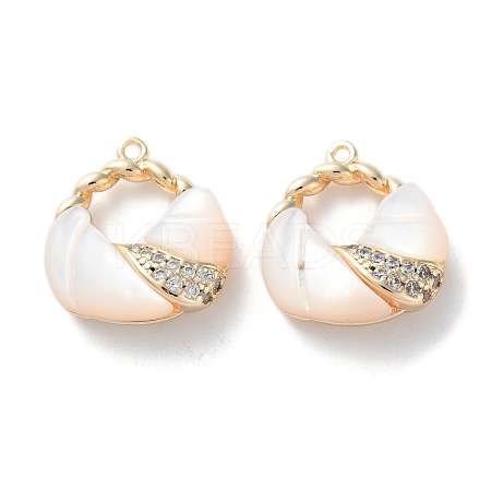 Brass Micro Pave Cubic Zirconia Pendants KK-C079-03G-1