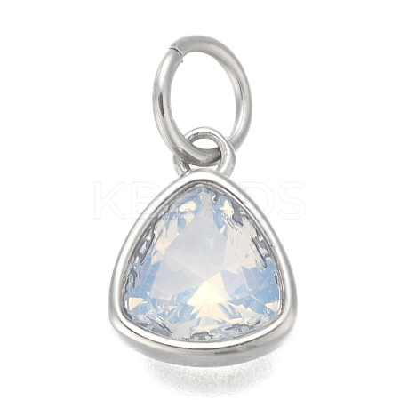 304 Stainless Steel Cubic Zirconia Pendant ZIRC-P080-B05-1