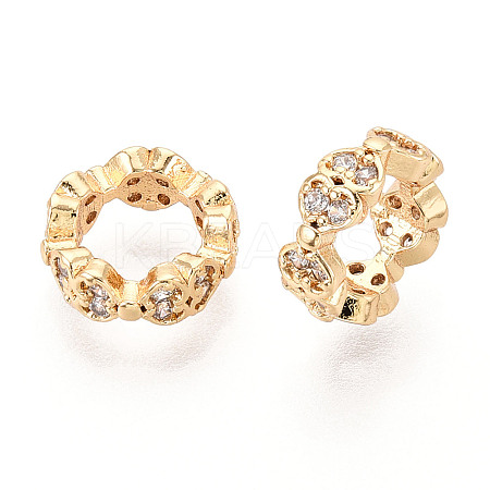 Brass Micro Pave Clear Cubic Zirconia European Beads KK-N275-03G-1