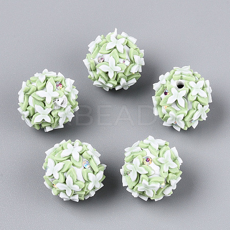 Handmade Polymer Clay Rhinestone and Resin Beads CLAY-T022-01B-1