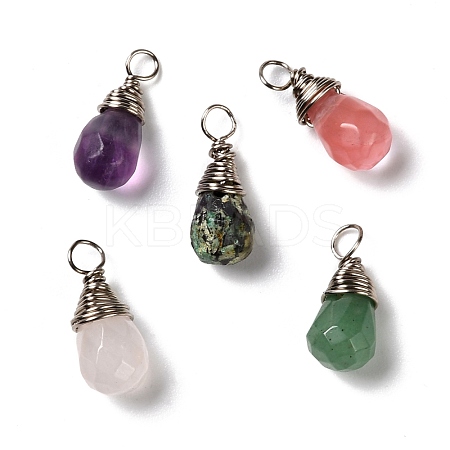 Natural & Synthetic Mixed Stone Faceted Charms PALLOY-JF01003-1