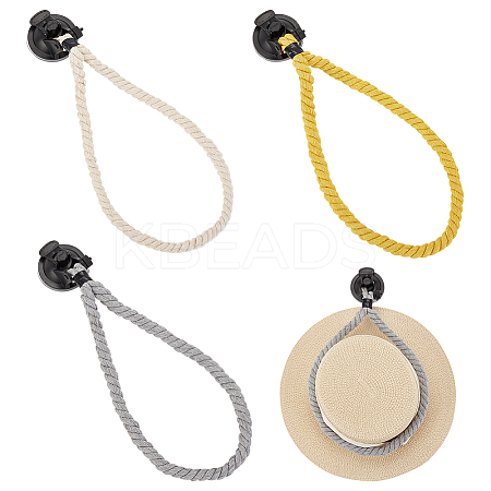 Olycraft 3Pcs 3 Colors Plastic Suction Cup & Cotton Cord Hook Hanger FIND-OC0002-95-1