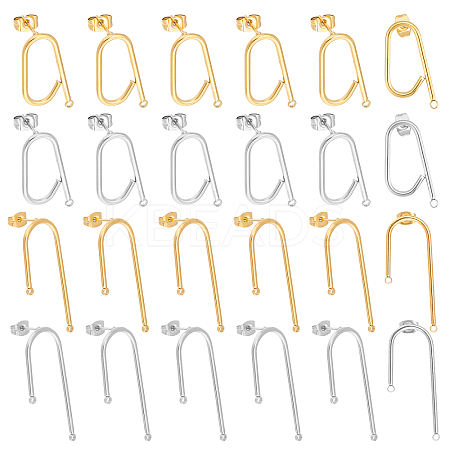 20Pairs 4 Styles 304 Stainless Steel Stud Earring Findings STAS-DC0007-34-1
