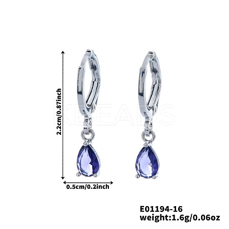 Fashionable Couple Waterdrop Sparkling 925 Sterling Silver Cubic Zirconia Dangle Hoop Earrings for Daily Wear and Parties CU5155-3-1