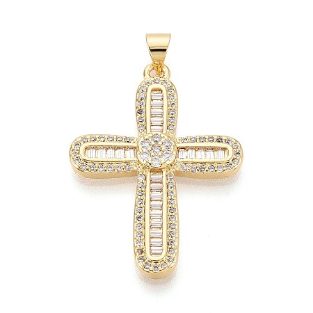 Brass Micro Pave Clear Cubic Zirconia Pendants KK-N268-91G-1